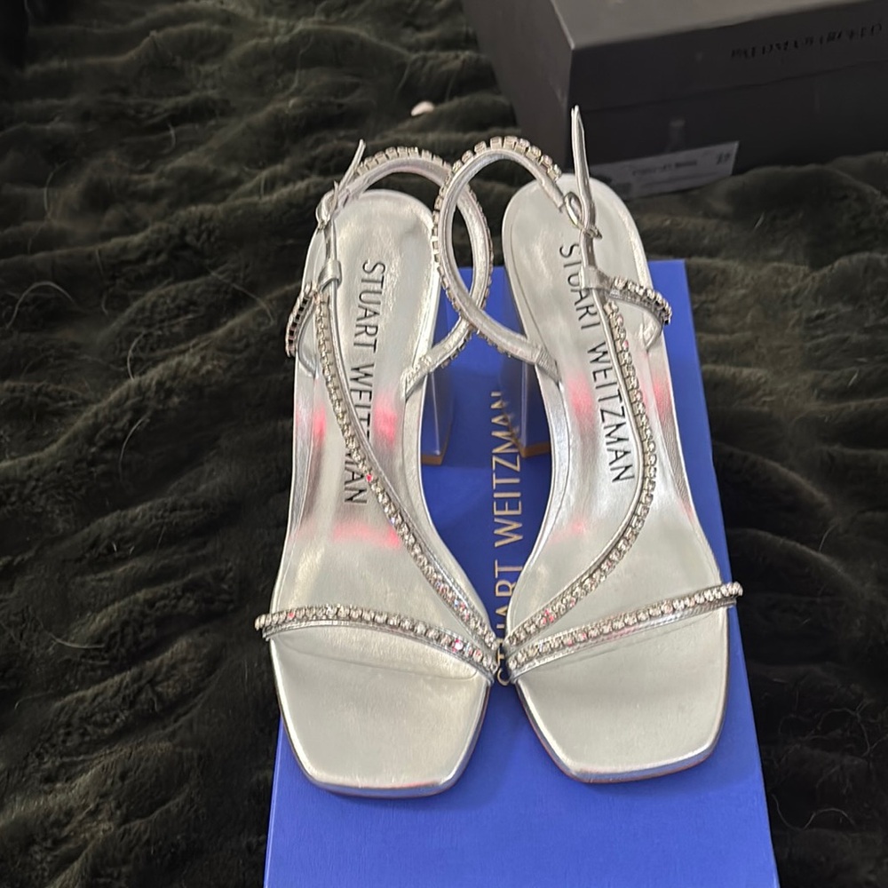 Stuart Weitzman Silver Strappy Sandals